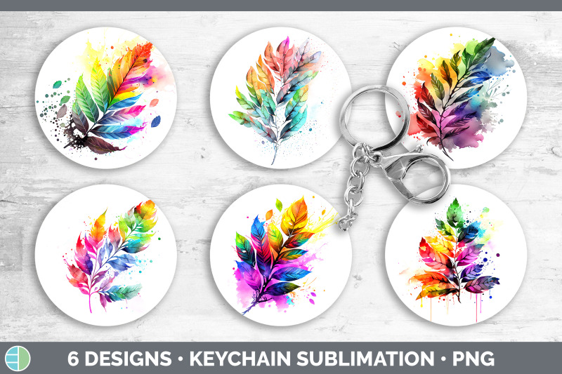 rainbow-ash-leaves-keychain-sublimation-keyring-designs-bundle