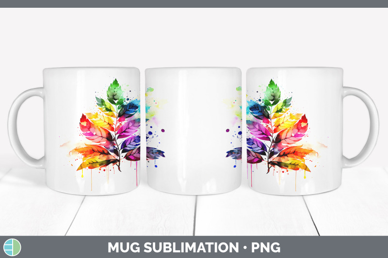 rainbow-ash-leaves-mug-wrap-sublimation-coffee-cup-designs-bundle