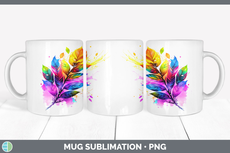 rainbow-ash-leaves-mug-wrap-sublimation-coffee-cup-designs-bundle