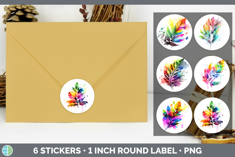 rainbow-ash-leaves-stickers-round-labels-designs-bundle