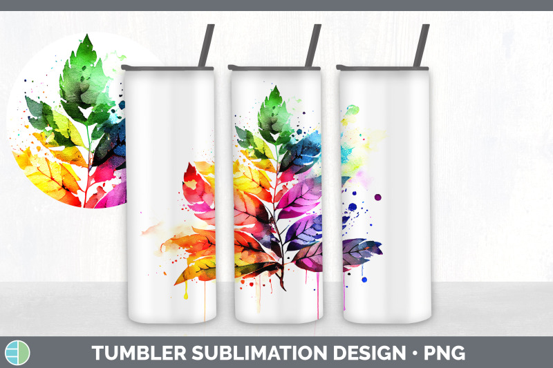 rainbow-ash-leaves-tumbler-sublimation-20-oz-skinny-tumbler-designs