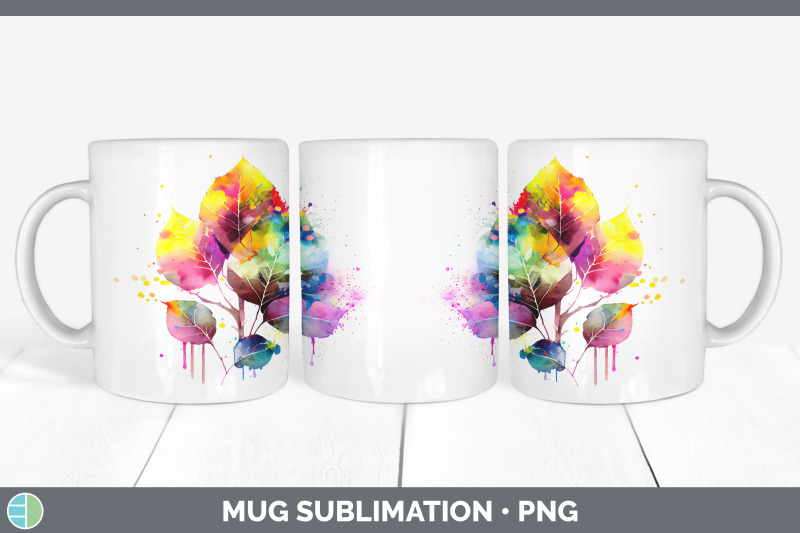 rainbow-aspen-leaves-mug-wrap-sublimation-coffee-cup-designs-bundle