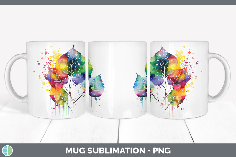 rainbow-aspen-leaves-mug-wrap-sublimation-coffee-cup-designs-bundle