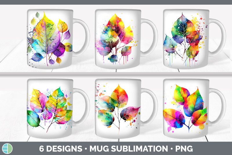 rainbow-aspen-leaves-mug-wrap-sublimation-coffee-cup-designs-bundle