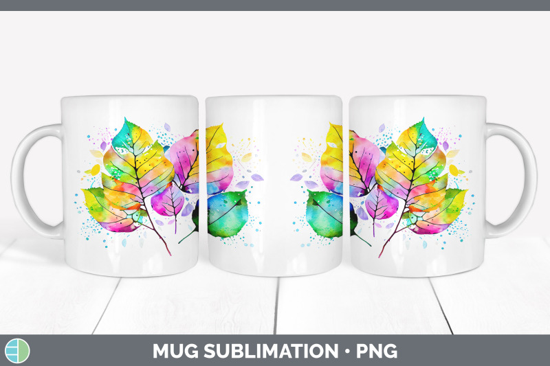 rainbow-aspen-leaves-mug-wrap-sublimation-coffee-cup-designs-bundle