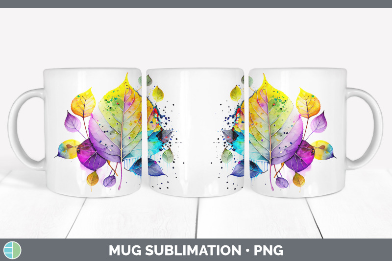 rainbow-aspen-leaves-mug-wrap-sublimation-coffee-cup-designs-bundle