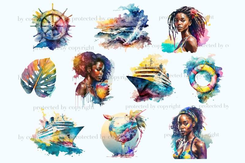 cruise-watercolor-clipart-summer-sea-illustration