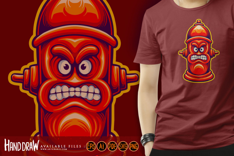 angry-hydrant-pipe-fire-fighter-logo-illustration