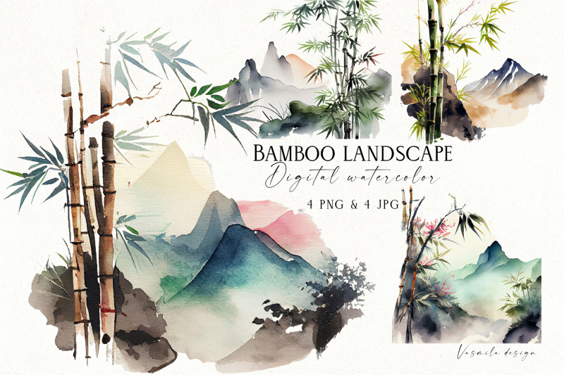 watercolor-bamboo-nature-landscapes