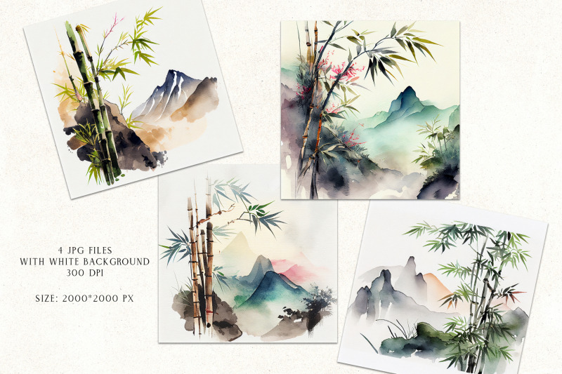 watercolor-bamboo-nature-landscapes