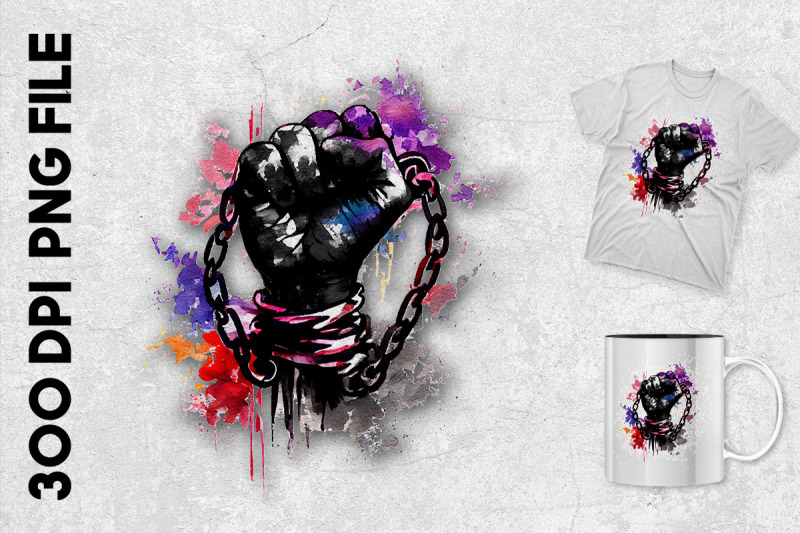 black-fist-with-chain-and-colorful