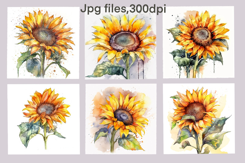 bouquets-of-watercolor-sunflowers