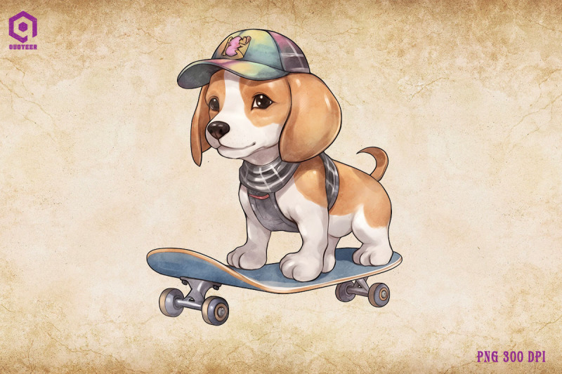 beagle-dog-skateboarding