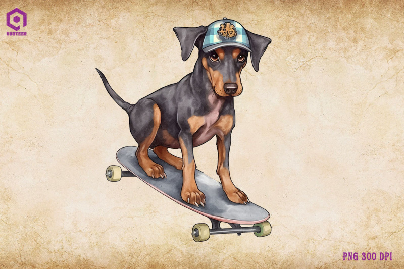 doberman-pinscher-dog-skateboarding