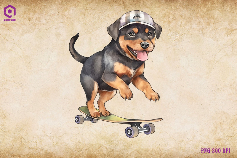 rottweiler-dog-skateboarding