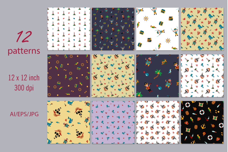 pirate-party-digital-paper-seamless-patterns