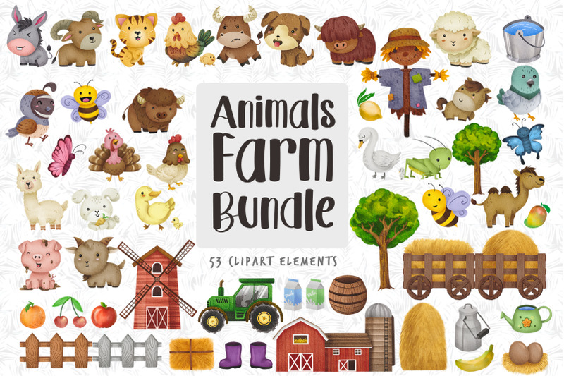 animal-farm-bundle-animal-friends-clipart-watercolor-animal