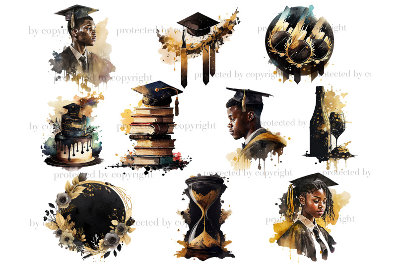 graduation-elements-set-african-american-clipart-bundle