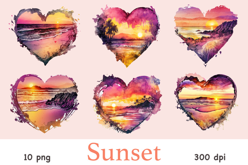 sunset-landscape-clipart-watercolor-beach-sublimation