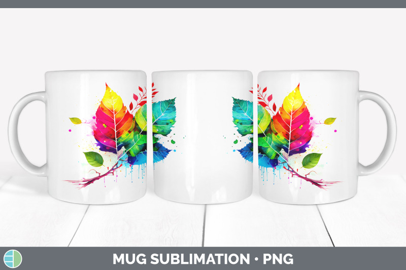 rainbow-birch-leaves-mug-wrap-sublimation-coffee-cup-designs-bundle