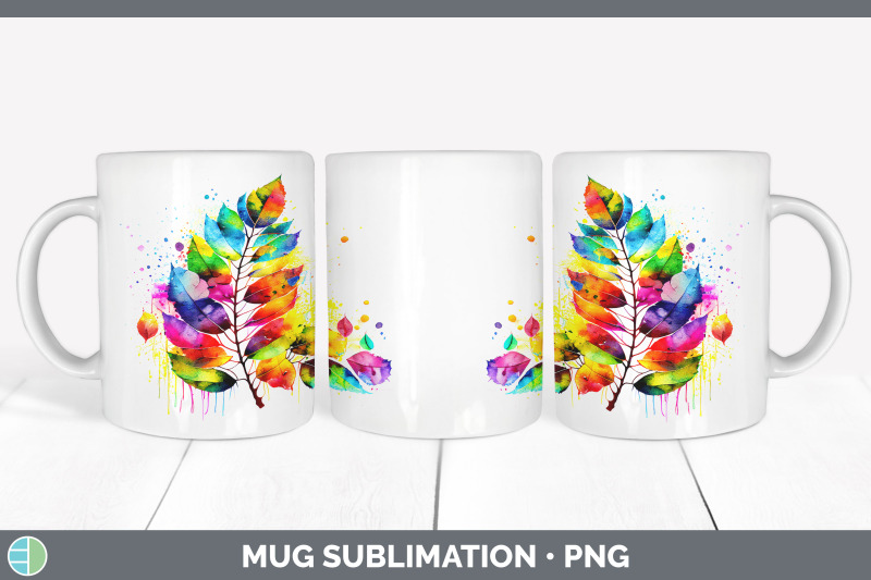 rainbow-birch-leaves-mug-wrap-sublimation-coffee-cup-designs-bundle