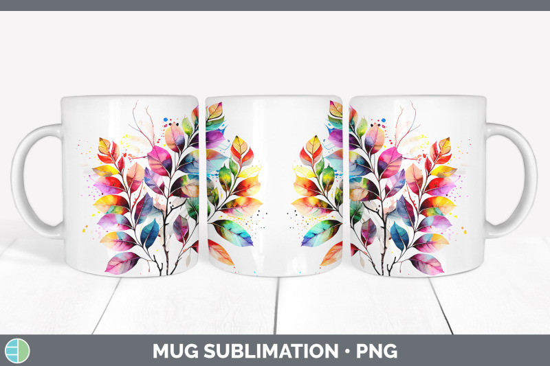 rainbow-birch-leaves-mug-wrap-sublimation-coffee-cup-designs-bundle