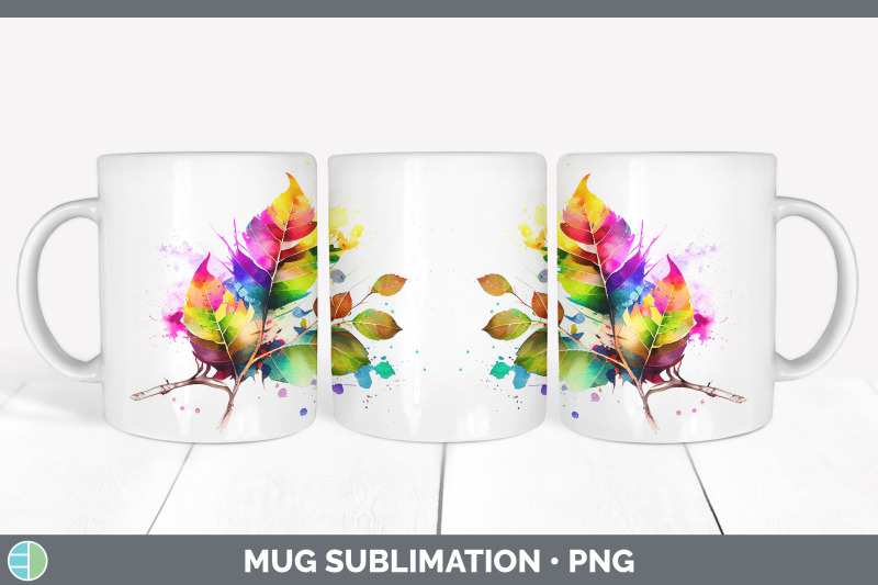 rainbow-birch-leaves-mug-wrap-sublimation-coffee-cup-designs-bundle