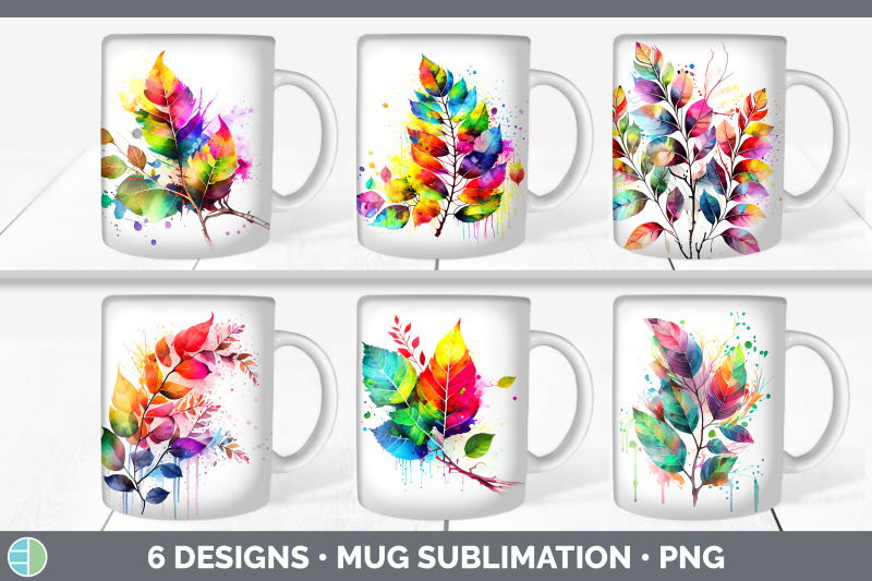 rainbow-birch-leaves-mug-wrap-sublimation-coffee-cup-designs-bundle