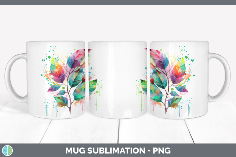 rainbow-birch-leaves-mug-wrap-sublimation-coffee-cup-designs-bundle