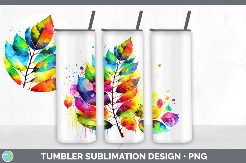 rainbow-birch-leaves-tumbler-sublimation-20-oz-skinny-tumbler-design