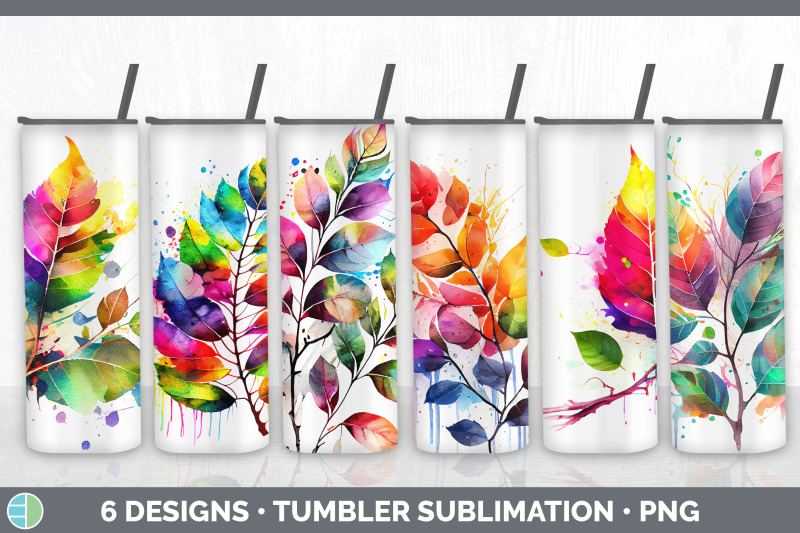 rainbow-birch-leaves-tumbler-sublimation-20-oz-skinny-tumbler-design