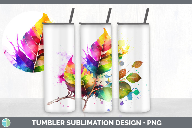 rainbow-birch-leaves-tumbler-sublimation-20-oz-skinny-tumbler-design