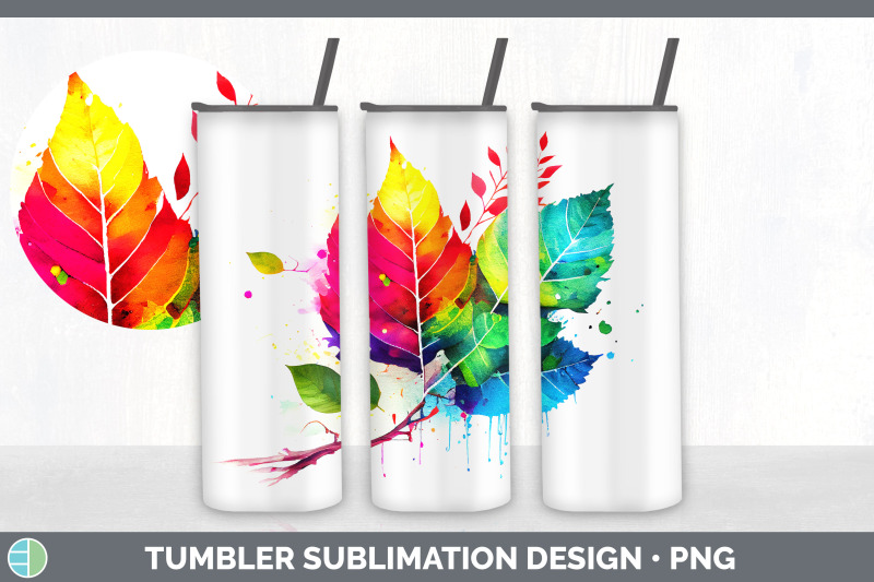 rainbow-birch-leaves-tumbler-sublimation-20-oz-skinny-tumbler-design