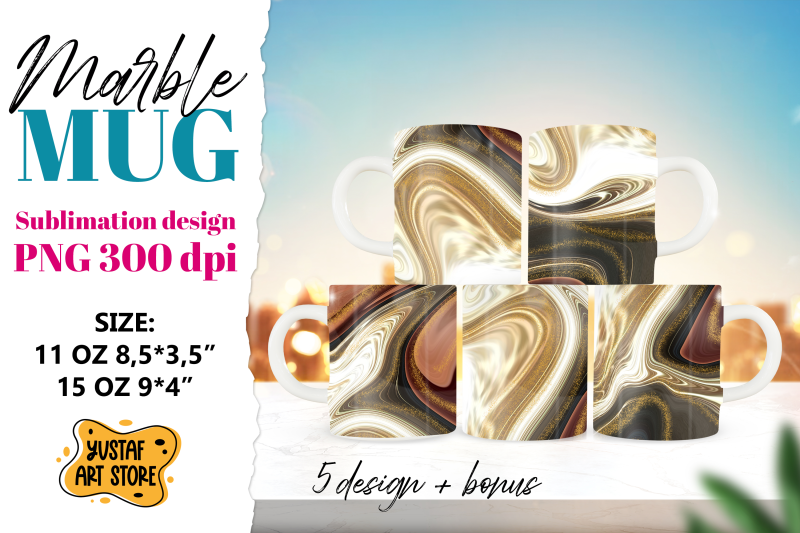 marble-sublimation-mug-brown-glow-marble-5-design-11oz-15oz