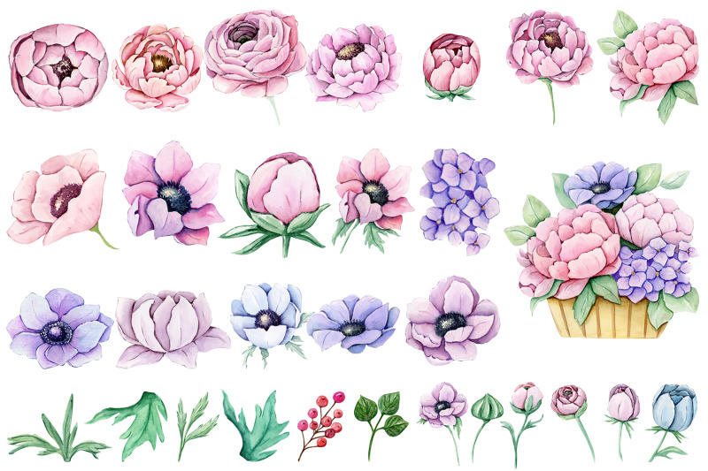 pink-and-blue-flowers-png-bouquets-of-watercolor-clipart