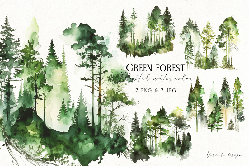 watercolor-green-forest