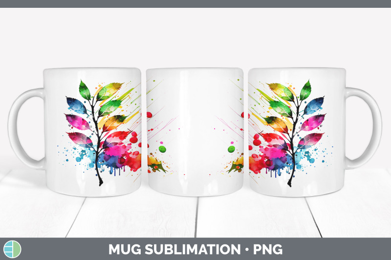 rainbow-cherry-leaves-mug-wrap-sublimation-coffee-cup-designs-bundle