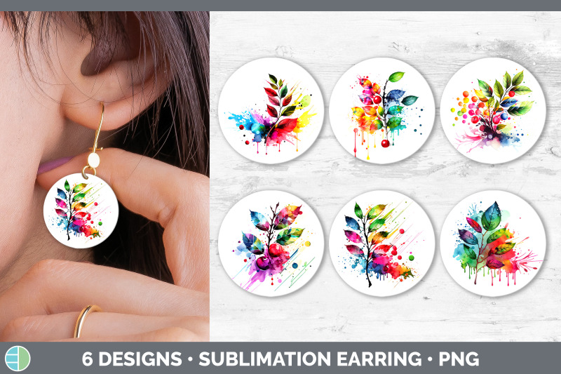 rainbow-cherry-leaves-round-earrings-sublimation-earrings-designs-bu