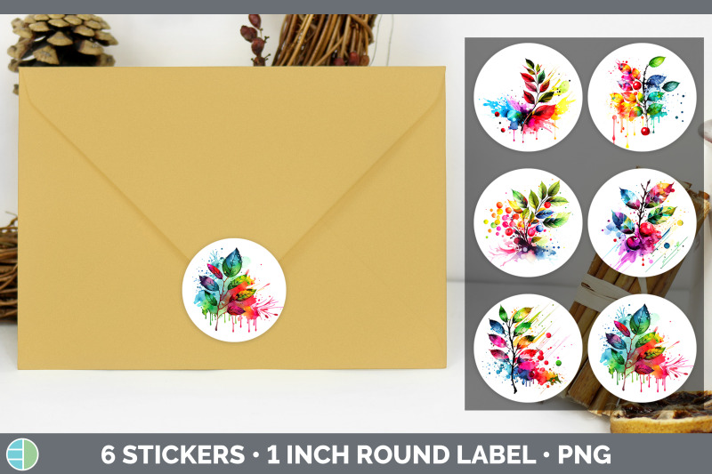 rainbow-cherry-leaves-stickers-round-labels-designs-bundle