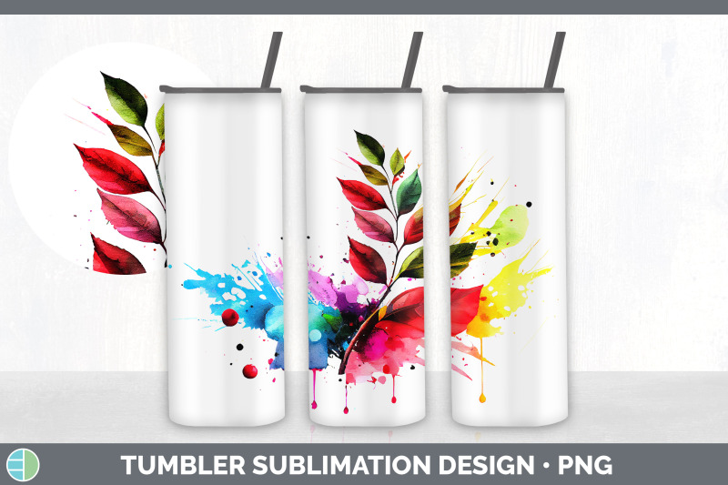 rainbow-cherry-leaves-tumbler-sublimation-20-oz-skinny-tumbler-desig