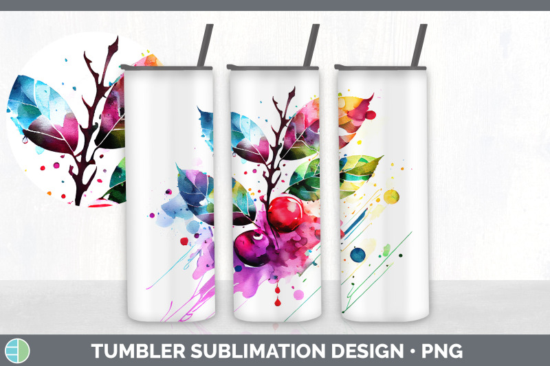 rainbow-cherry-leaves-tumbler-sublimation-20-oz-skinny-tumbler-desig