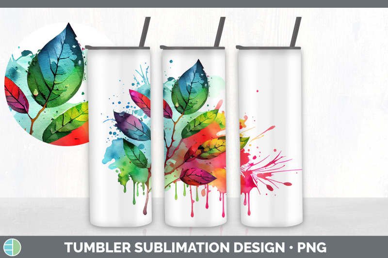 rainbow-cherry-leaves-tumbler-sublimation-20-oz-skinny-tumbler-desig