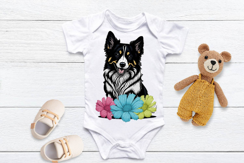 cute-collie-dogs-with-flowers-bundle-sublimation-png