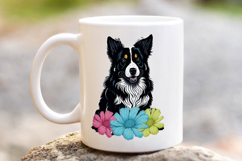 cute-collie-dogs-with-flowers-bundle-sublimation-png