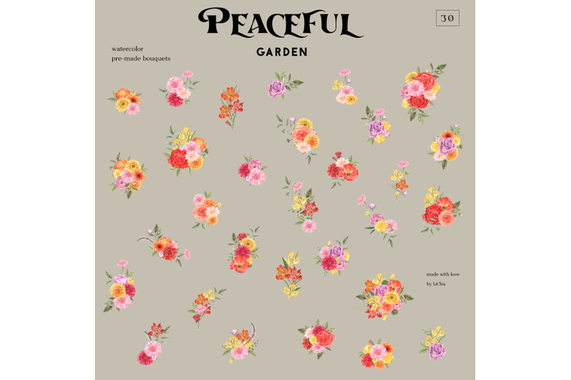 peaceful-garden-watercolor-clipart-floral-wreath-frame-bouquets-png