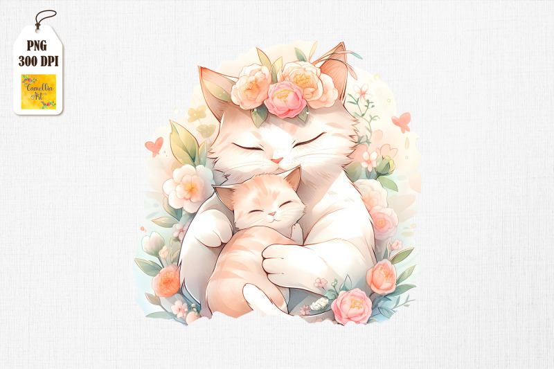 mother-cat-amp-baby-cat-watercolor