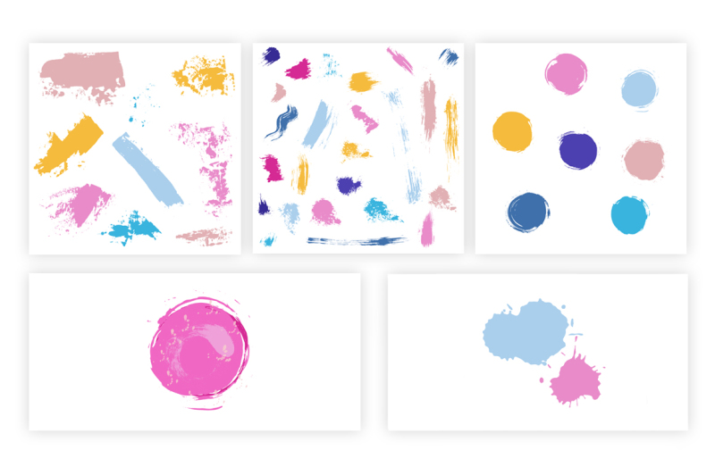 set-of-colorful-ink-brush-blots