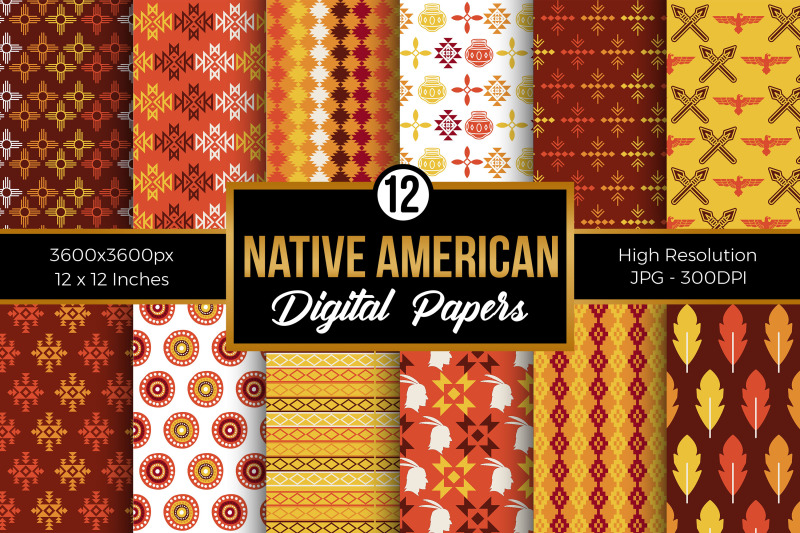 native-american-pattern-digital-papers