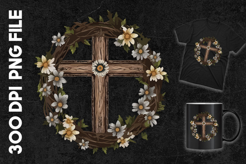 flowers-wreath-around-jesus-cross