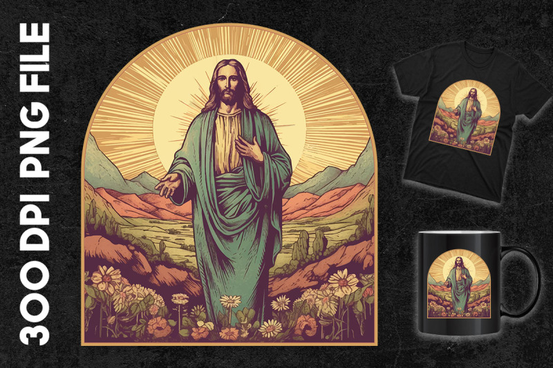 jesus-in-the-field-of-flowers